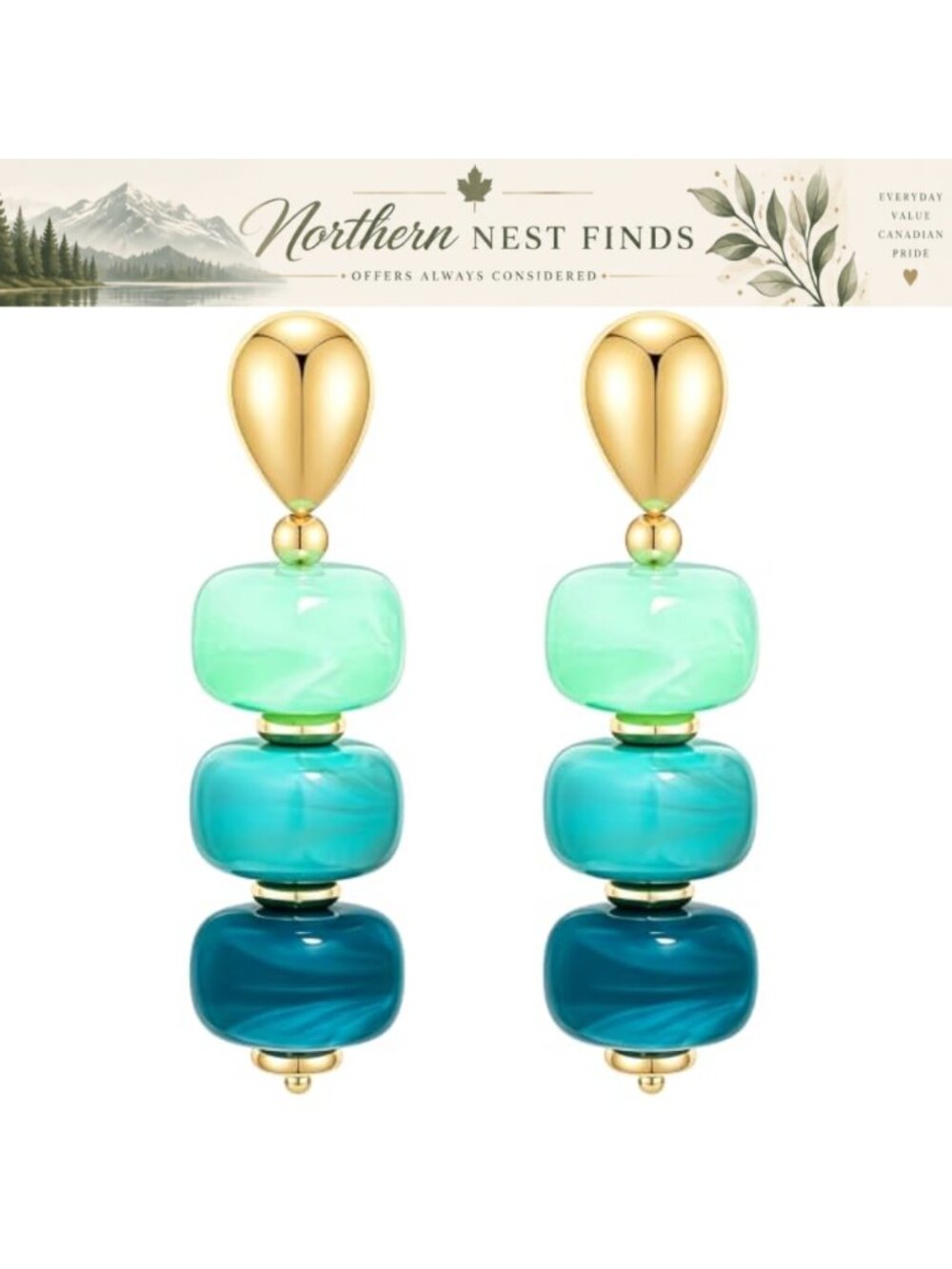 Acrylic Beaded Statement Earrings Women Summer Resort Drop Dangle